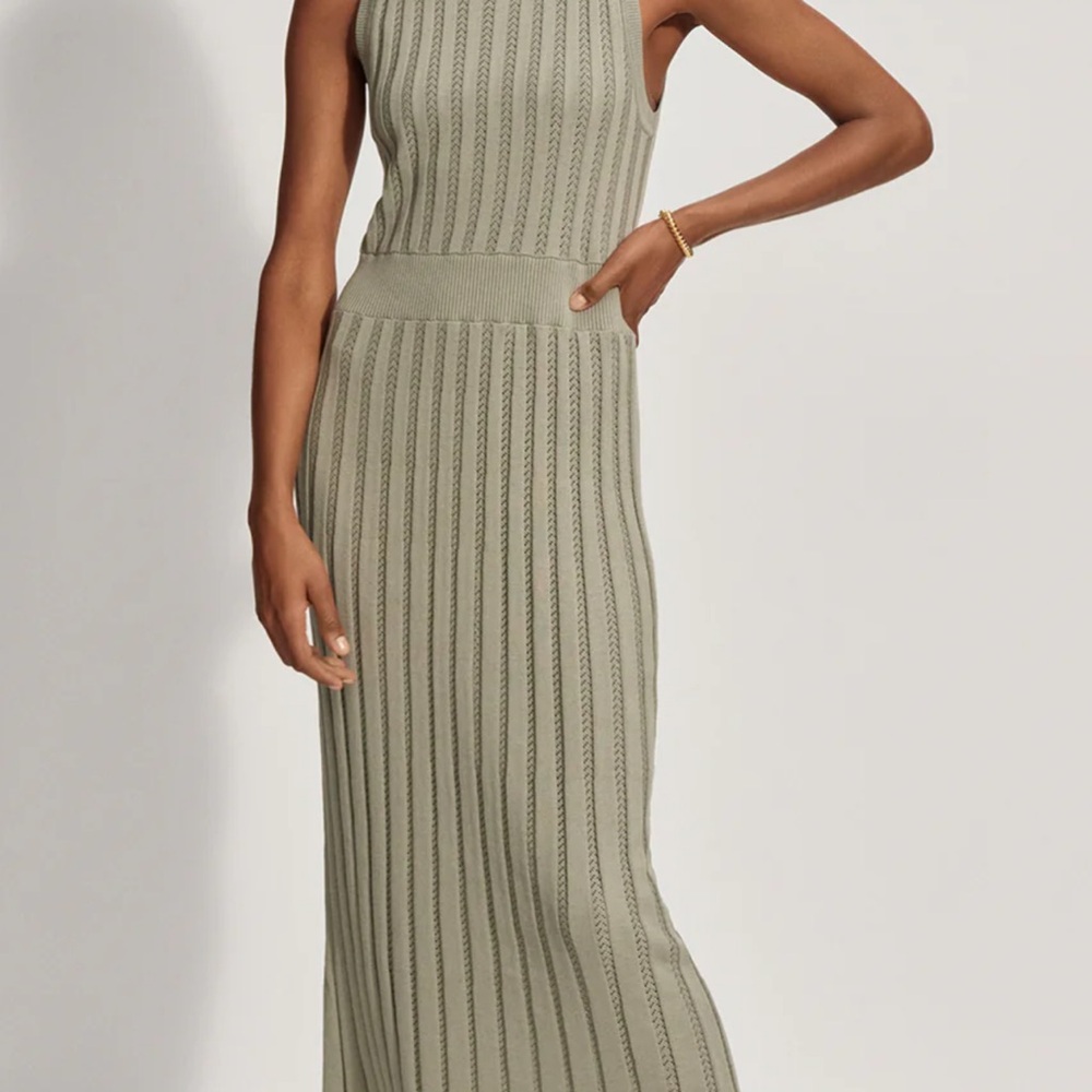 Sleeveless Ribbed Maxi Dress in Olive
